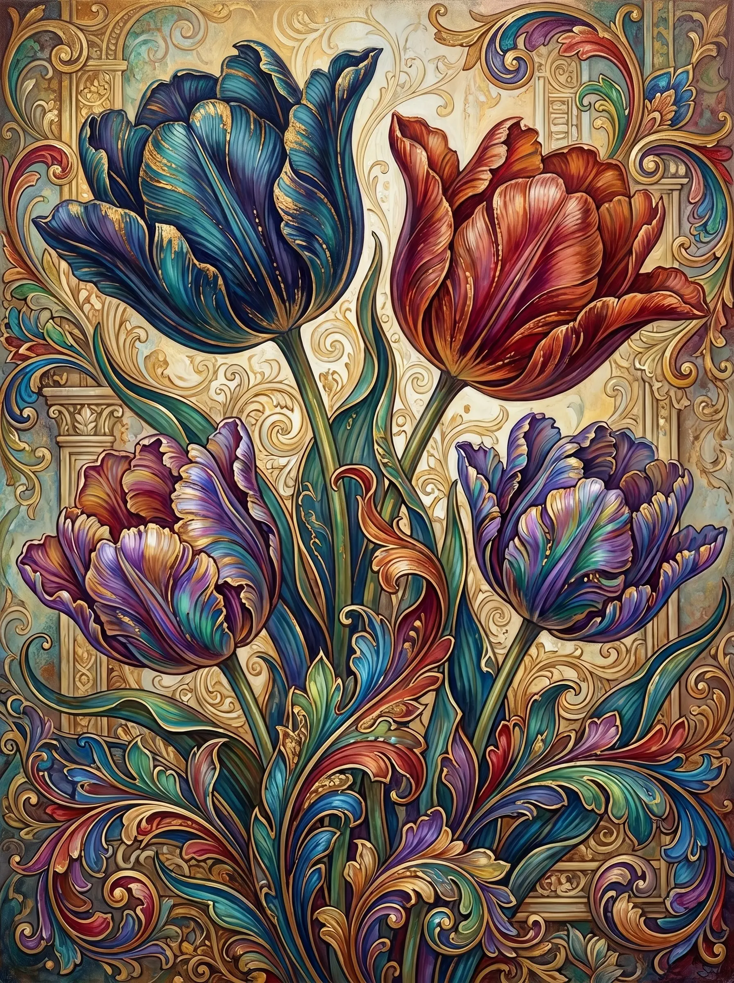 Ornate Tulip Art Nouveau (Diamond Painting)