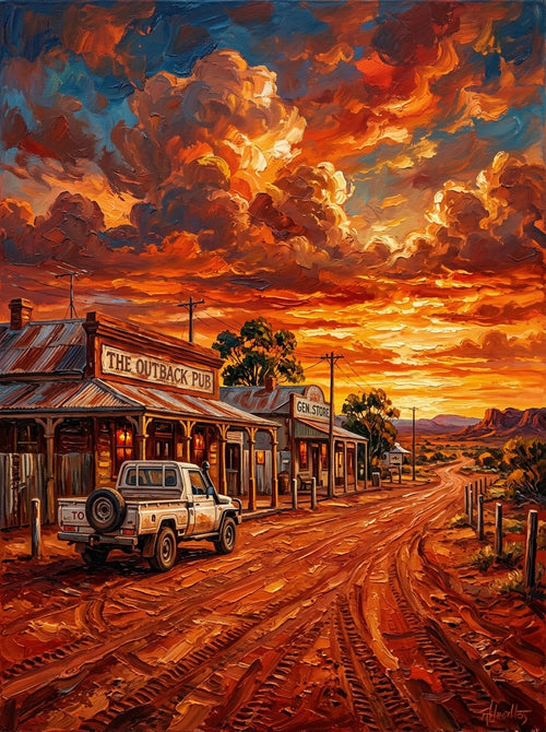 Outback Town Sunset (150 Color Diamond Painting)