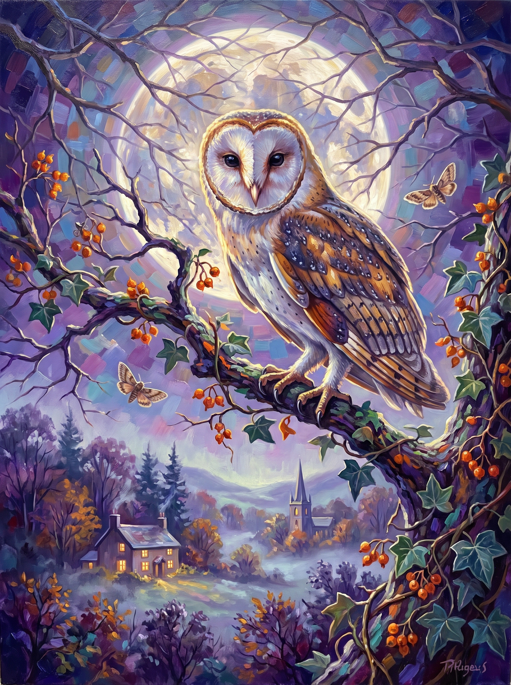 Owl Against the Moon