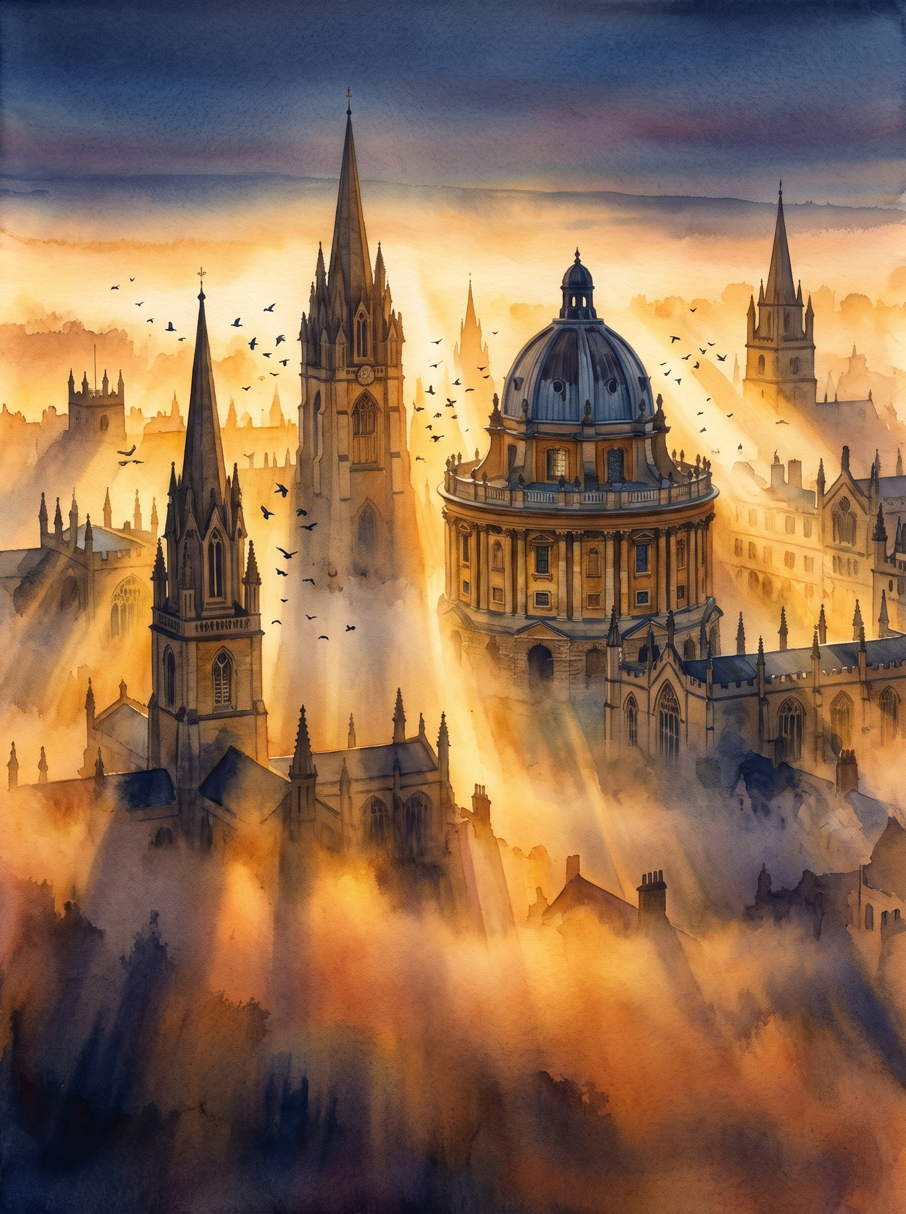 Sun Rays over Oxford Spires