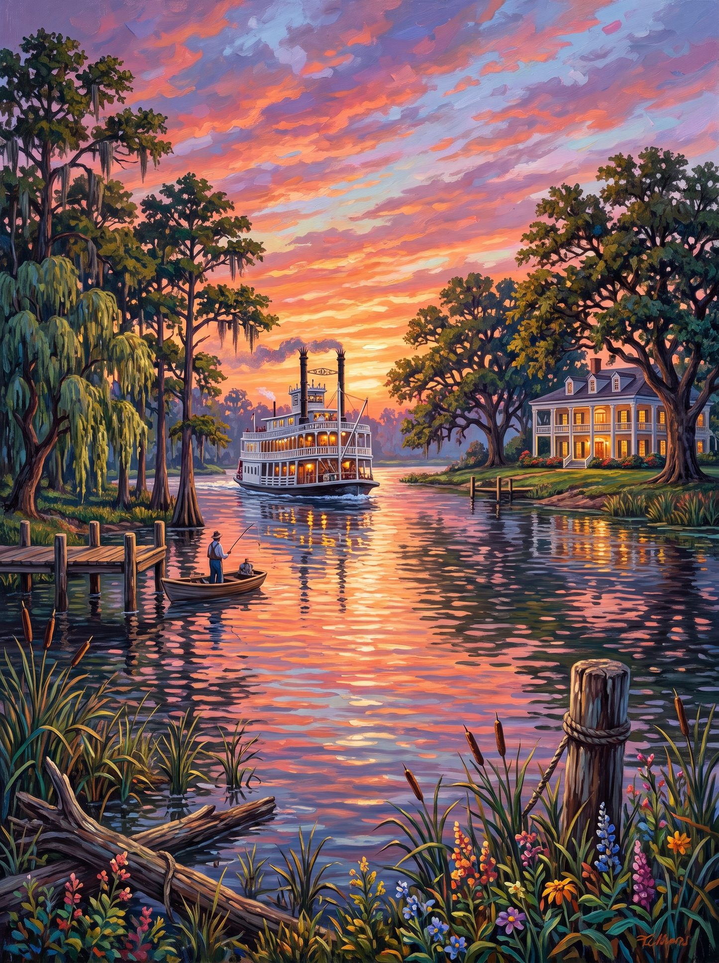Paddle Steamer Sunset