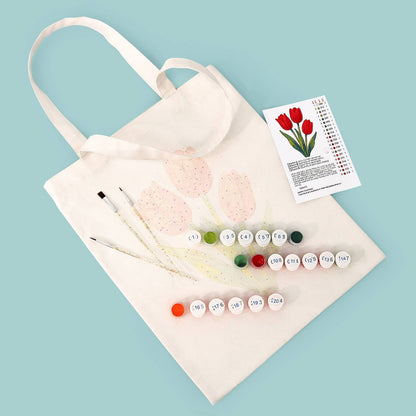 Three Scarlet Tulips paint by numbers tote bag – image 5