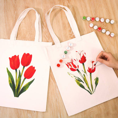 Three Scarlet Tulips paint by numbers tote bag – image 7