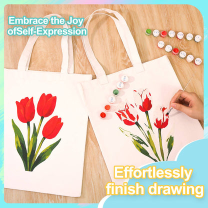 Three Scarlet Tulips paint by numbers tote bag – image 8