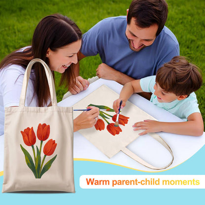 Three Scarlet Tulips paint by numbers tote bag – image 12