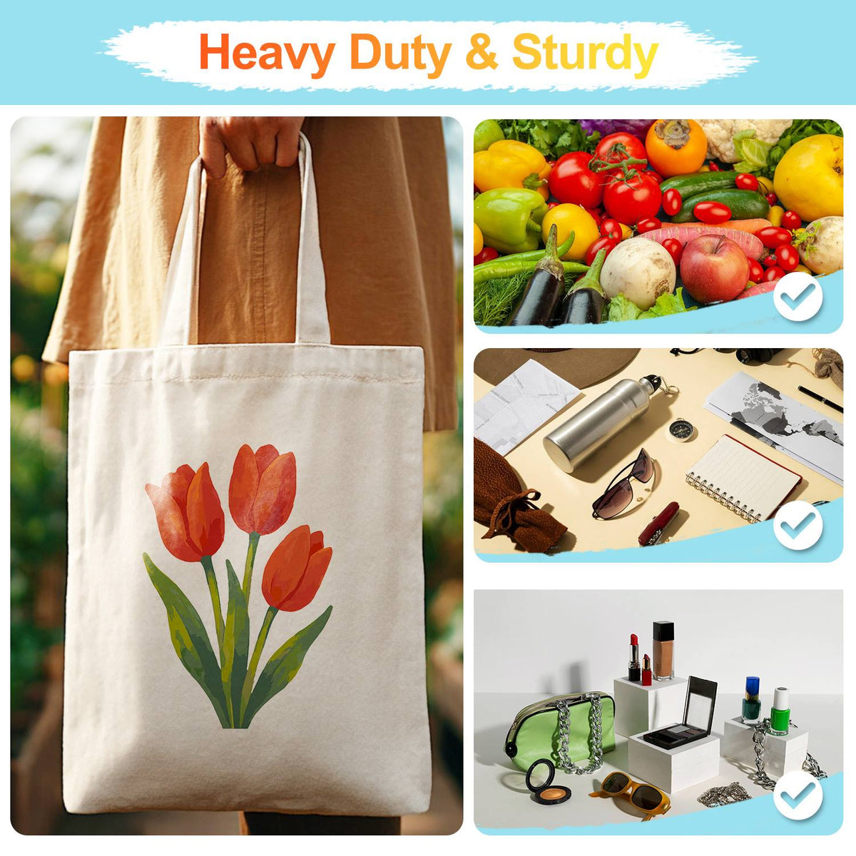 Three Scarlet Tulips paint by numbers tote bag – image 13