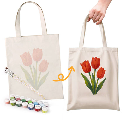 Three Scarlet Tulips paint by numbers tote bag – image 15