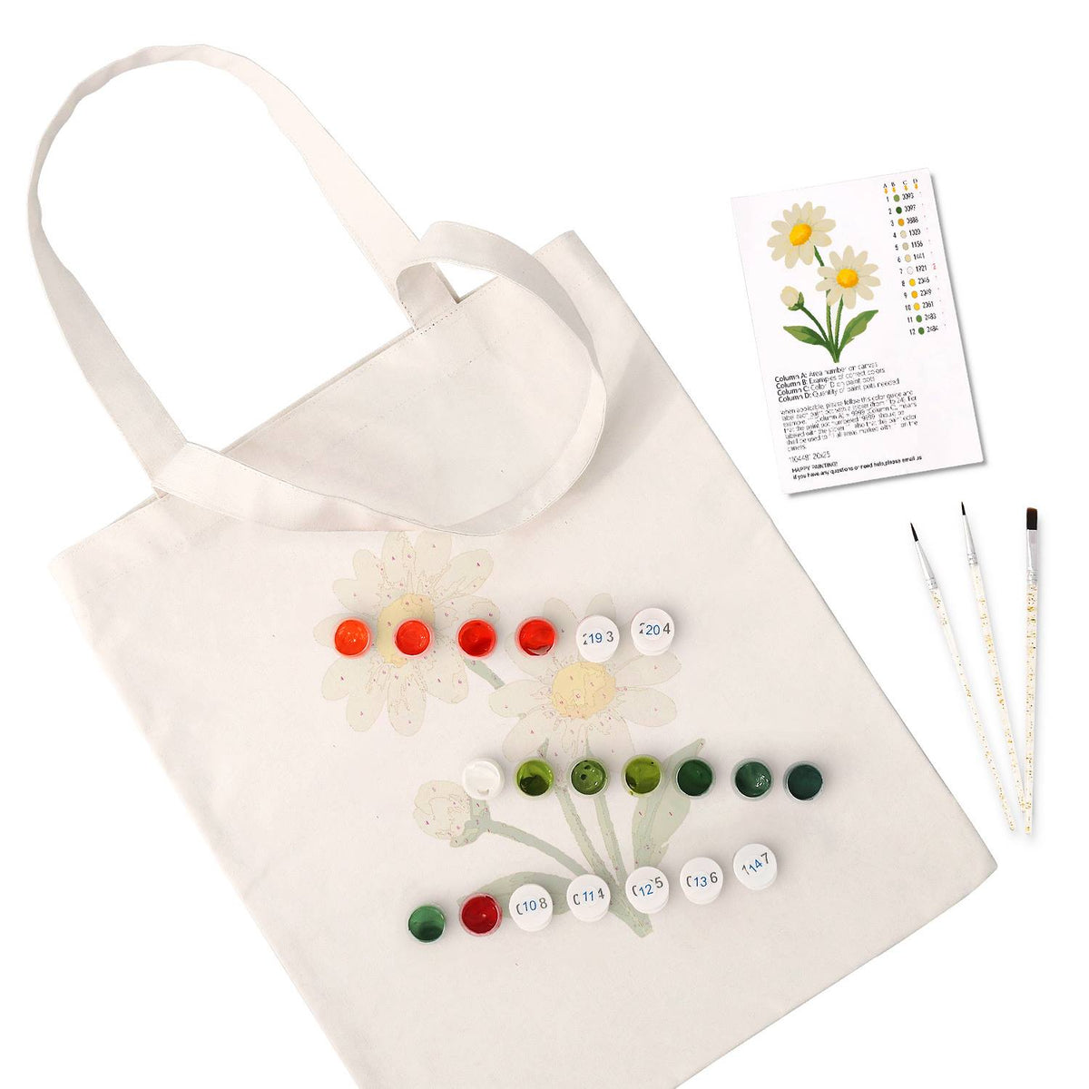 Twin Daisies in Bloom paint by numbers tote bag – image 2