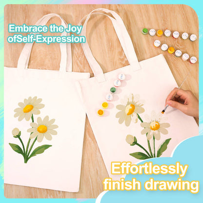 Twin Daisies in Bloom paint by numbers tote bag – image 7