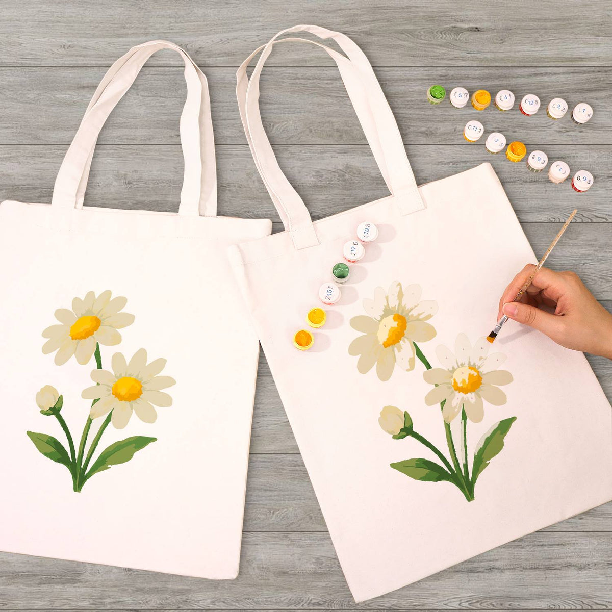 Twin Daisies in Bloom paint by numbers tote bag – image 8