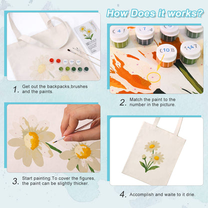 Twin Daisies in Bloom paint by numbers tote bag – image 11