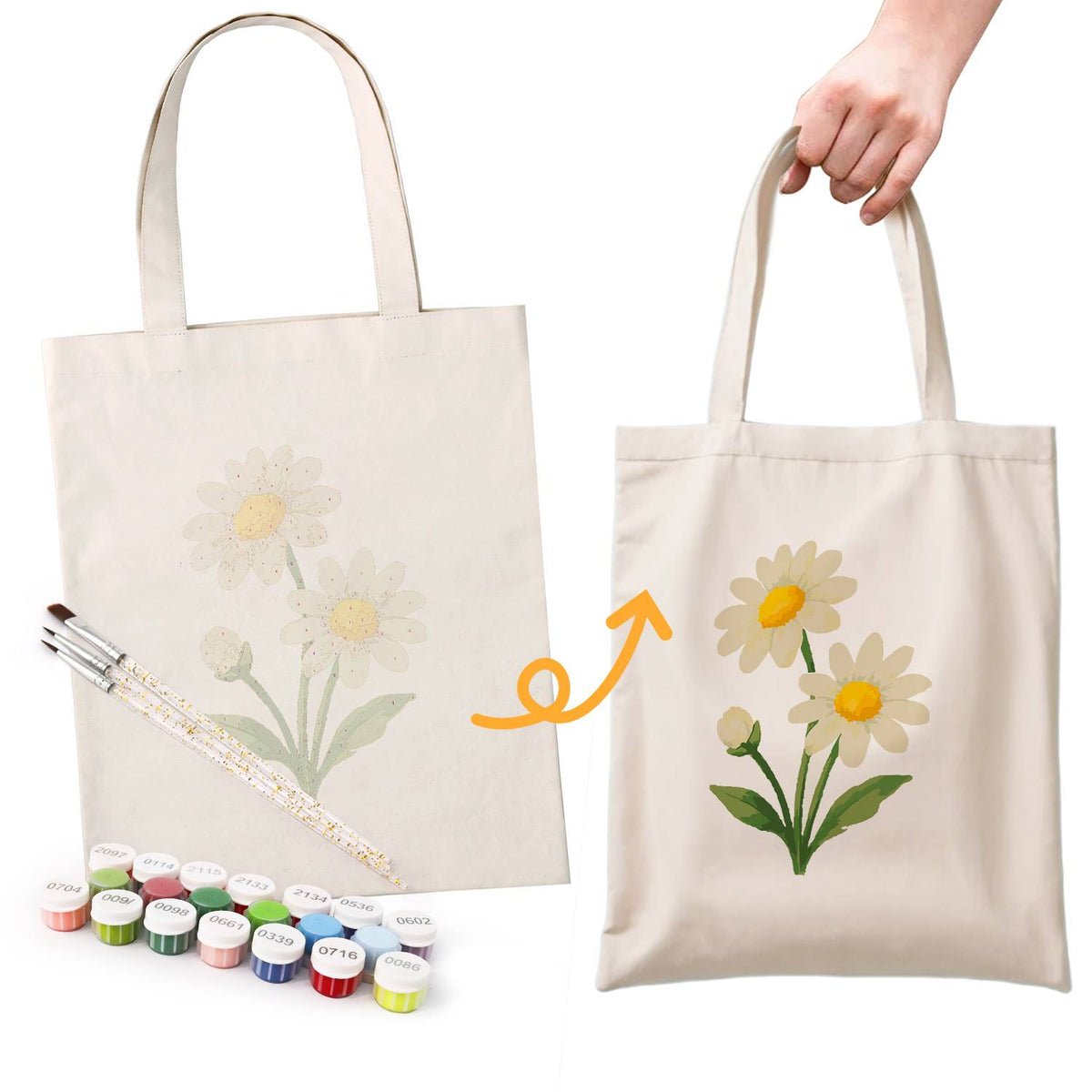 Twin Daisies in Bloom paint by numbers tote bag – image 15