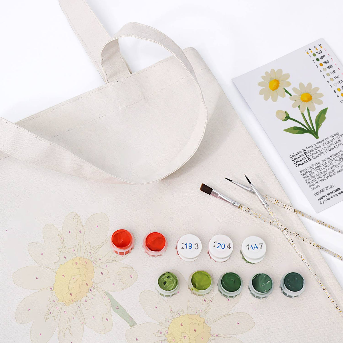 Twin Daisies in Bloom paint by numbers tote bag – image 17