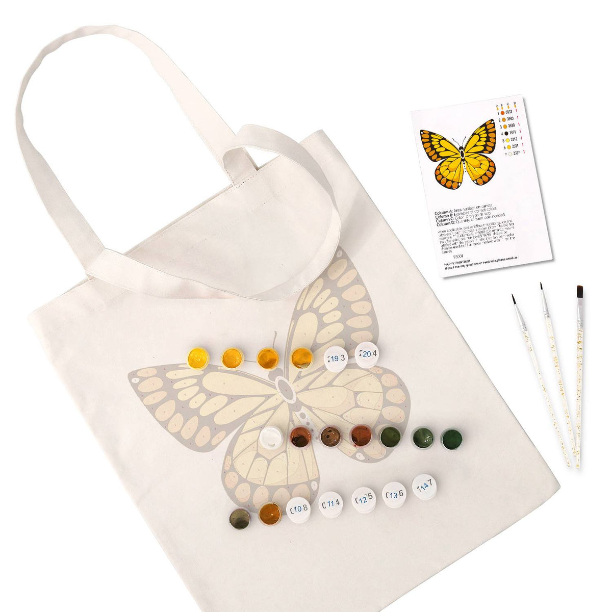 Golden Butterfly with Amber Spots paint by numbers tote bag – image 2