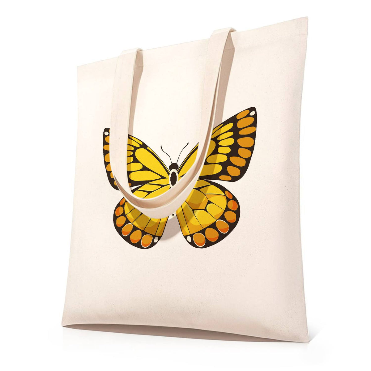 Golden Butterfly with Amber Spots paint by numbers tote bag – Yellow butterfly with black markings and orange spots on its lower wings