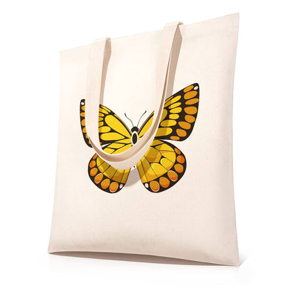 Golden Butterfly with Amber Spots paint by numbers tote bag – Yellow butterfly with black markings and orange spots on its lower wings