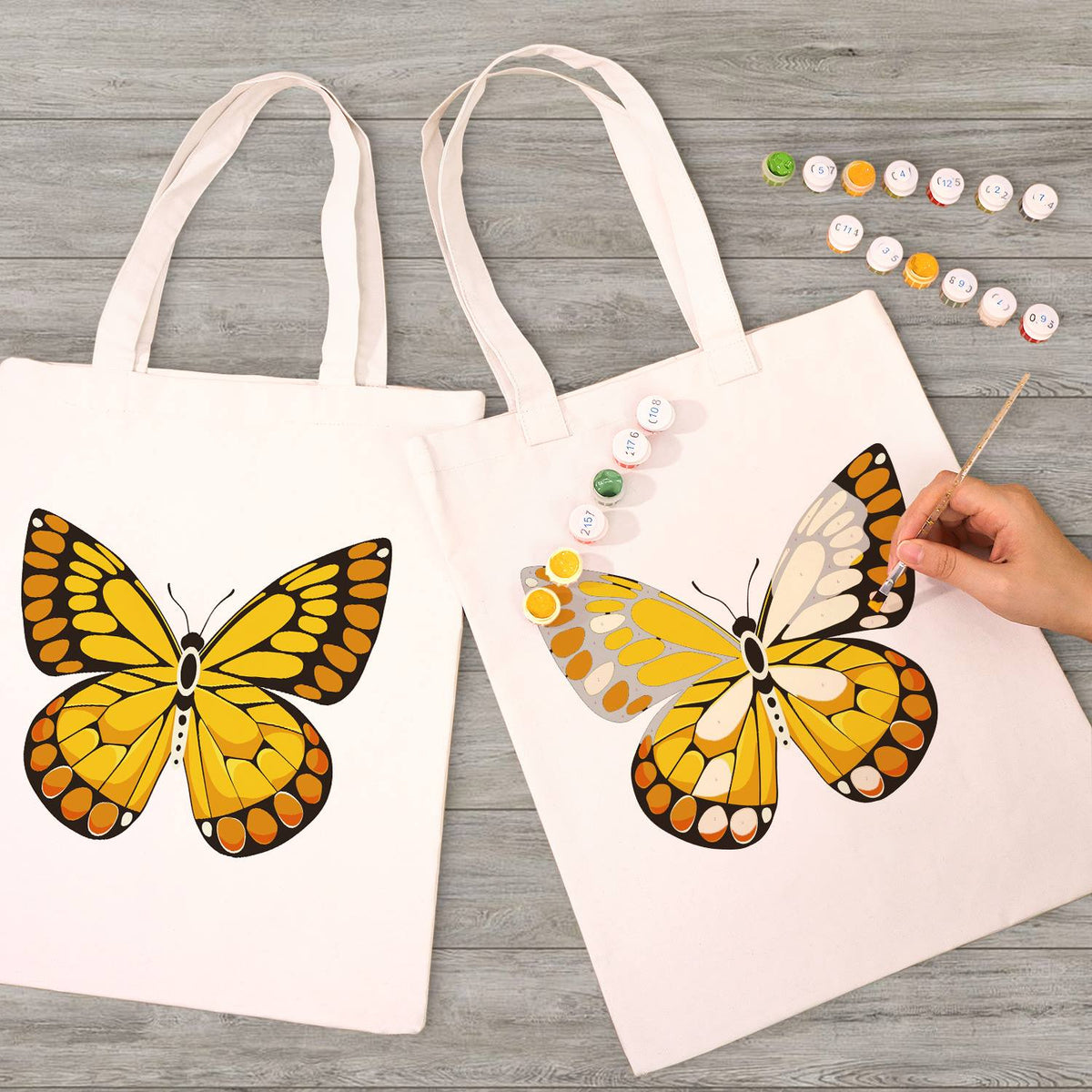 Golden Butterfly with Amber Spots paint by numbers tote bag – image 7