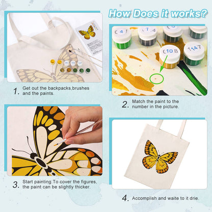 Golden Butterfly with Amber Spots paint by numbers tote bag – image 12
