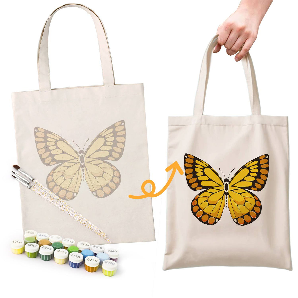 Golden Butterfly with Amber Spots paint by numbers tote bag – image 16