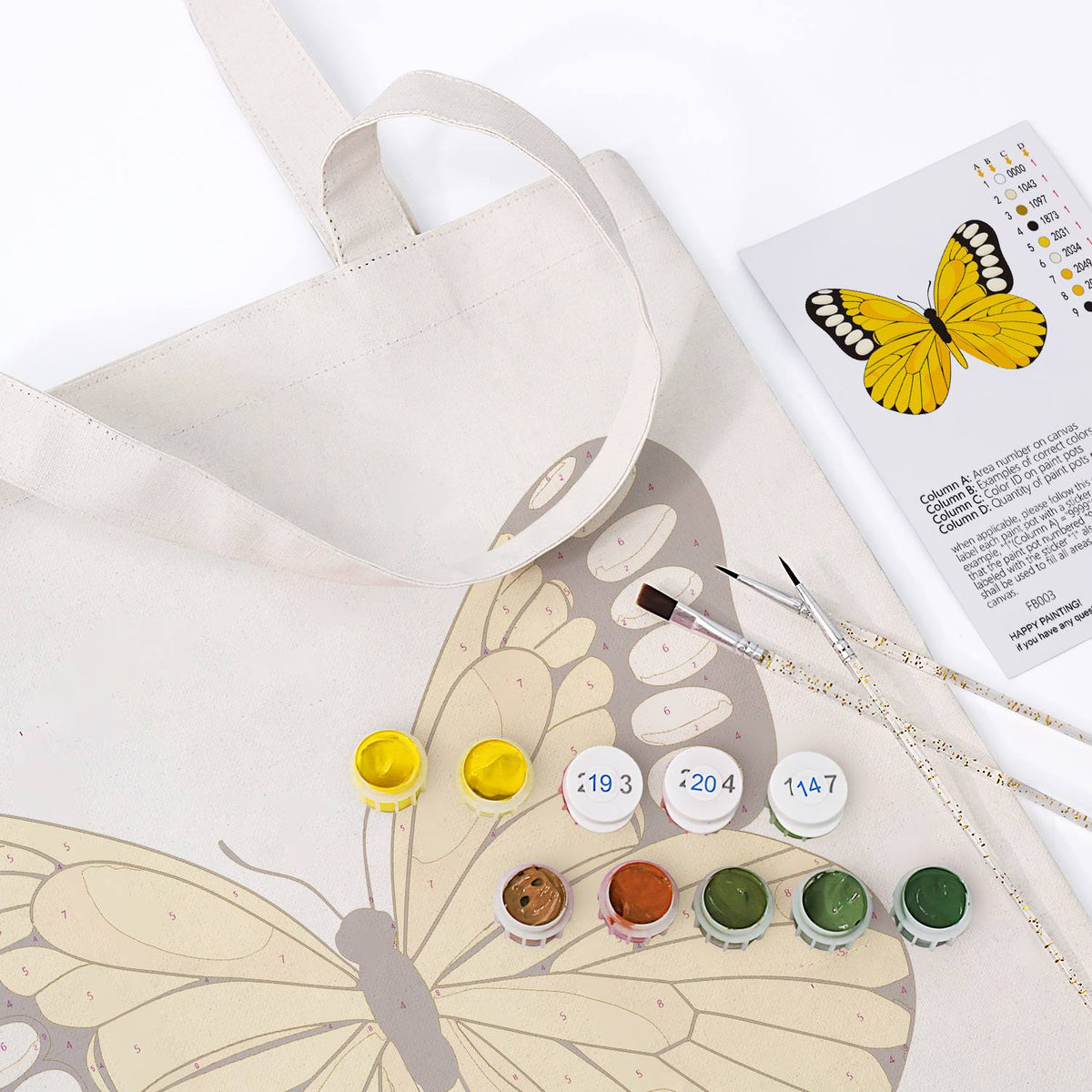 Black-Tipped Sunshine Butterfly paint by numbers tote bag – image 11