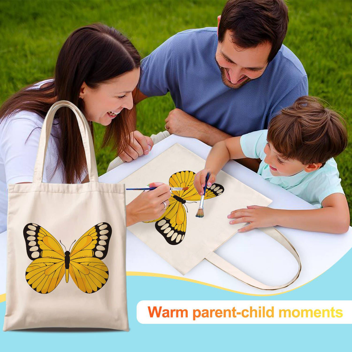 Black-Tipped Sunshine Butterfly paint by numbers tote bag – image 13