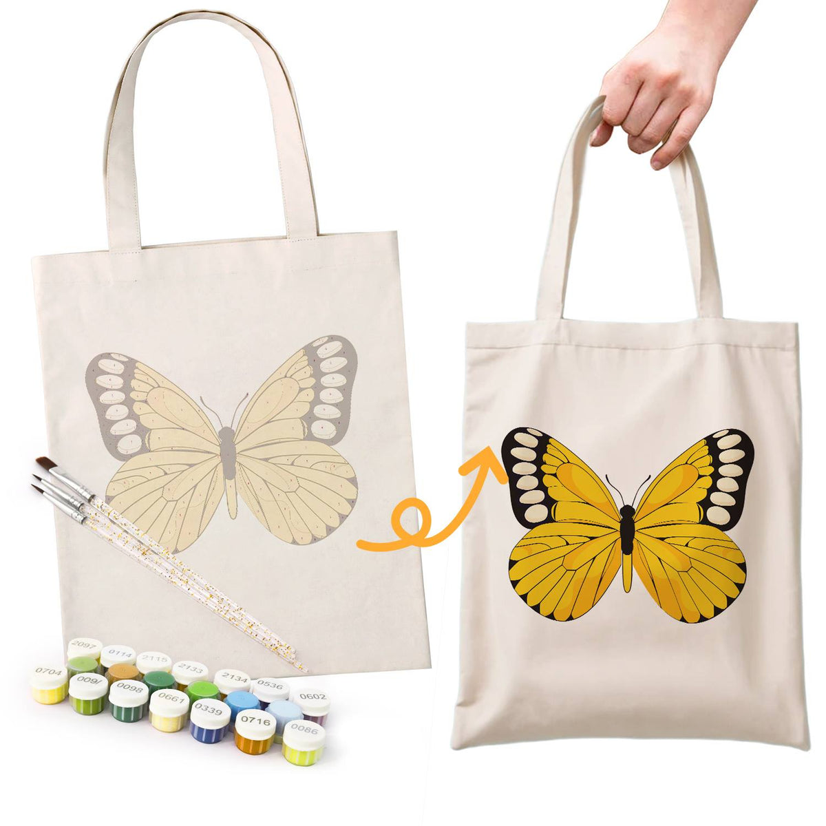 Black-Tipped Sunshine Butterfly paint by numbers tote bag – image 16