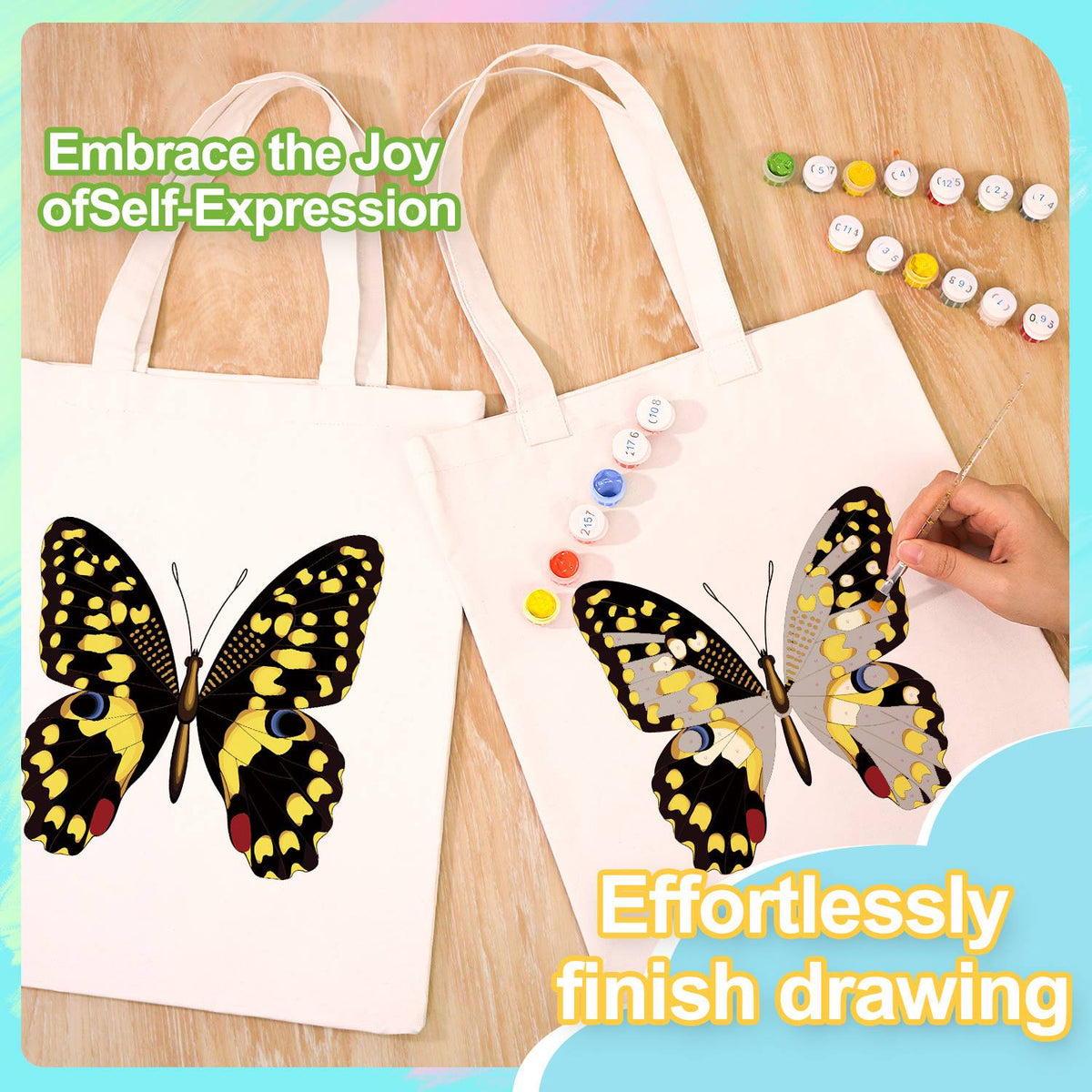 Yellow-Spotted Swallowtail paint by numbers tote bag – image 8