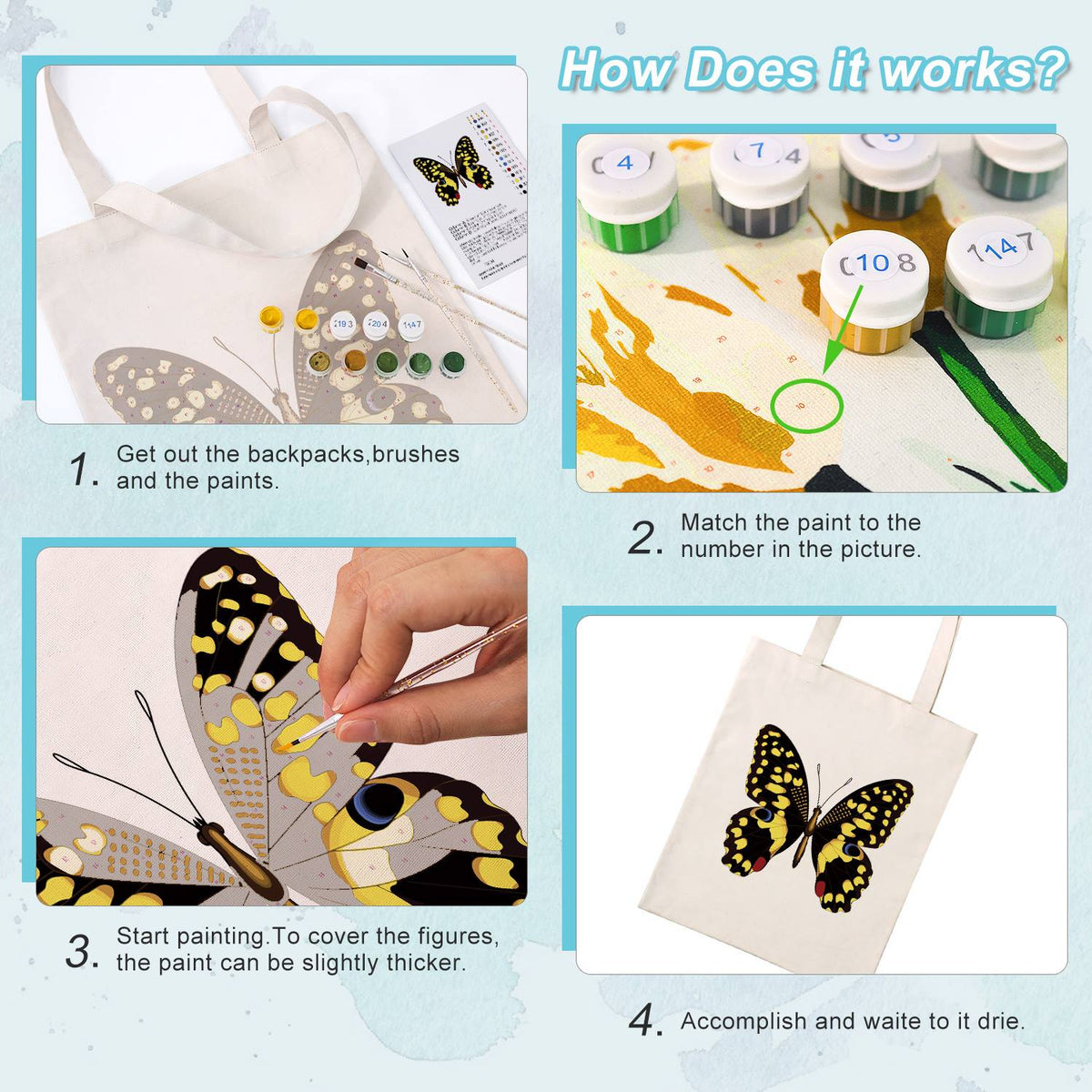 Yellow-Spotted Swallowtail paint by numbers tote bag – image 12