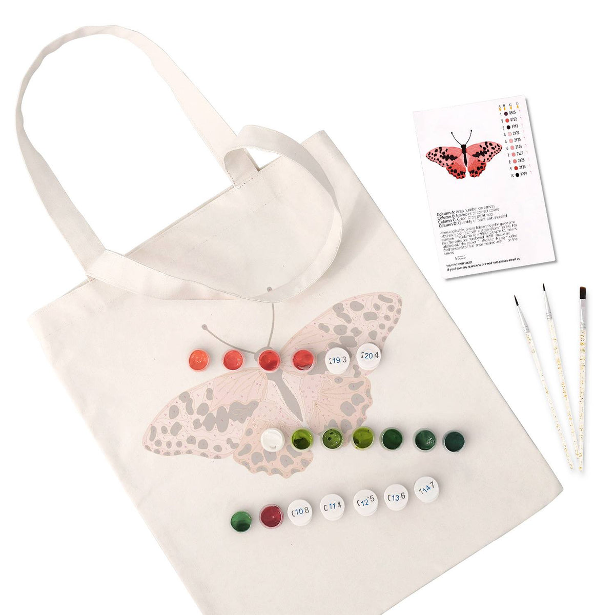 Spotted Salmon-Pink Butterfly paint by numbers tote bag – image 2