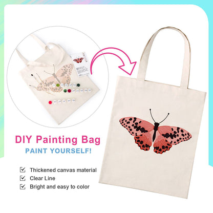 Spotted Salmon-Pink Butterfly paint by numbers tote bag – image 4