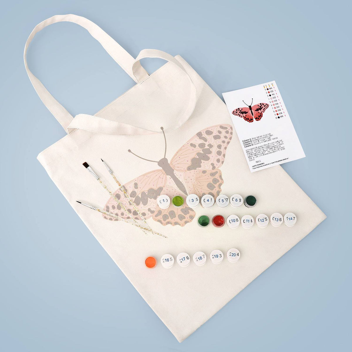 Spotted Salmon-Pink Butterfly paint by numbers tote bag – image 6