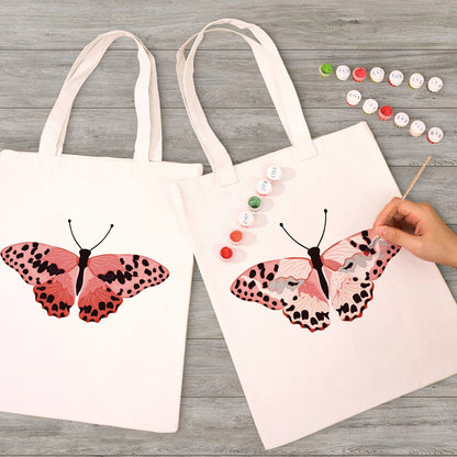 Spotted Salmon-Pink Butterfly paint by numbers tote bag – image 7
