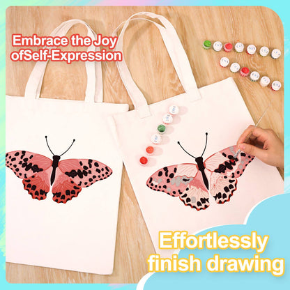 Spotted Salmon-Pink Butterfly paint by numbers tote bag – image 8