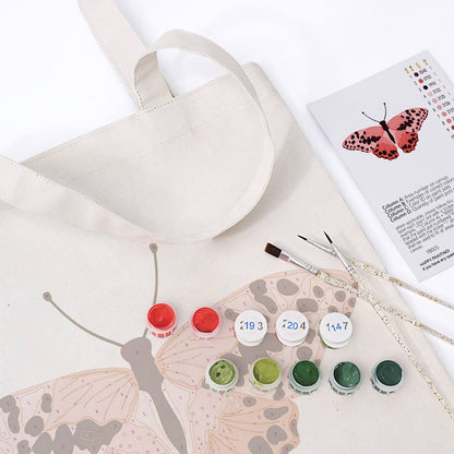 Spotted Salmon-Pink Butterfly paint by numbers tote bag – image 11