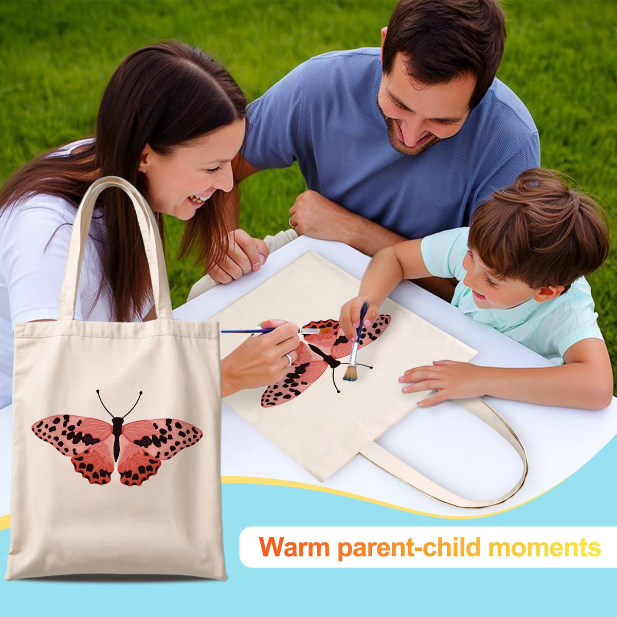 Spotted Salmon-Pink Butterfly paint by numbers tote bag – image 14