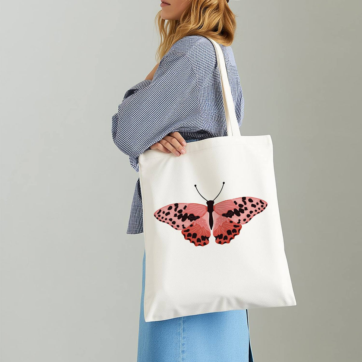 Spotted Salmon-Pink Butterfly paint by numbers tote bag – image 16