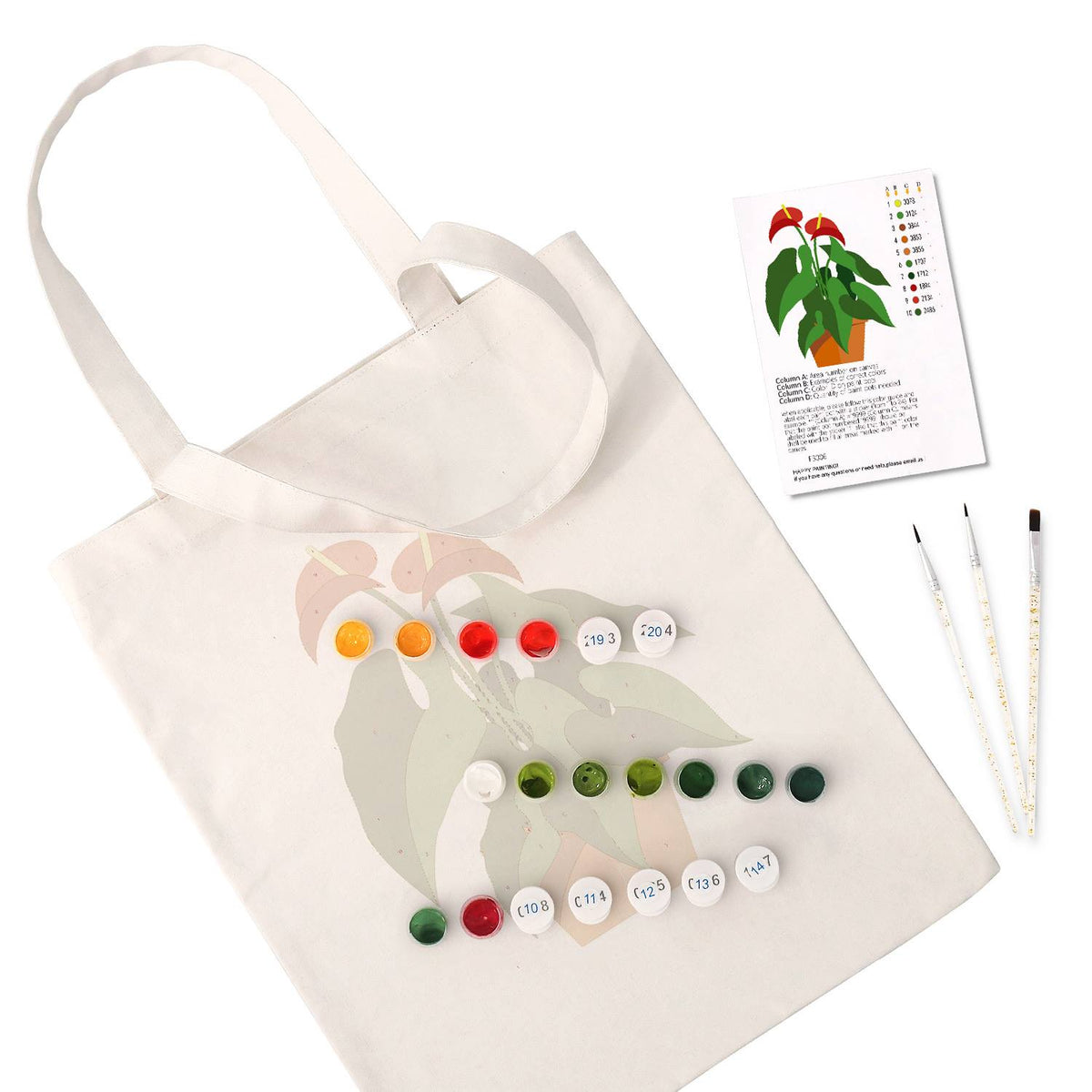 Flamingo Flower in Terracotta paint by numbers tote bag – image 2