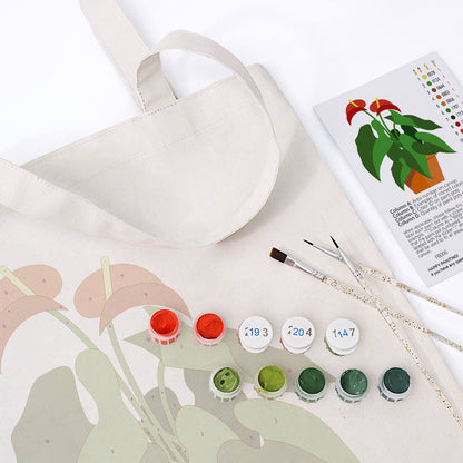 Flamingo Flower in Terracotta paint by numbers tote bag – image 11