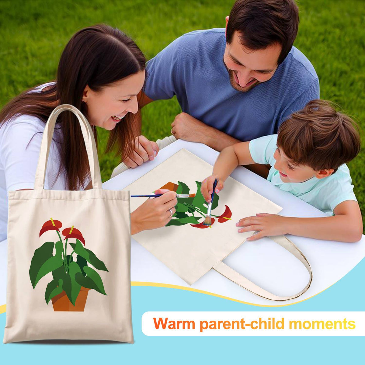 Flamingo Flower in Terracotta paint by numbers tote bag – image 13