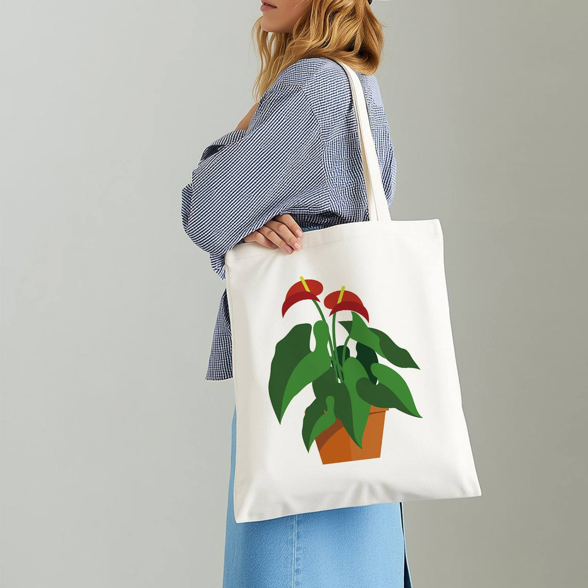 Flamingo Flower in Terracotta paint by numbers tote bag – image 15