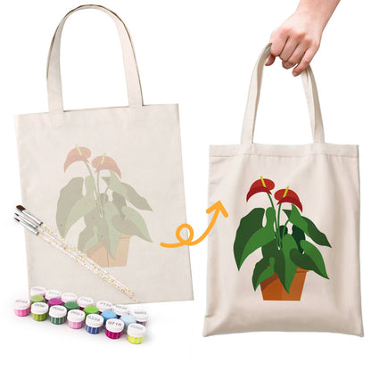 Flamingo Flower in Terracotta paint by numbers tote bag – image 16