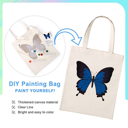Electric Blue Swallowtail paint by numbers tote bag – image 4