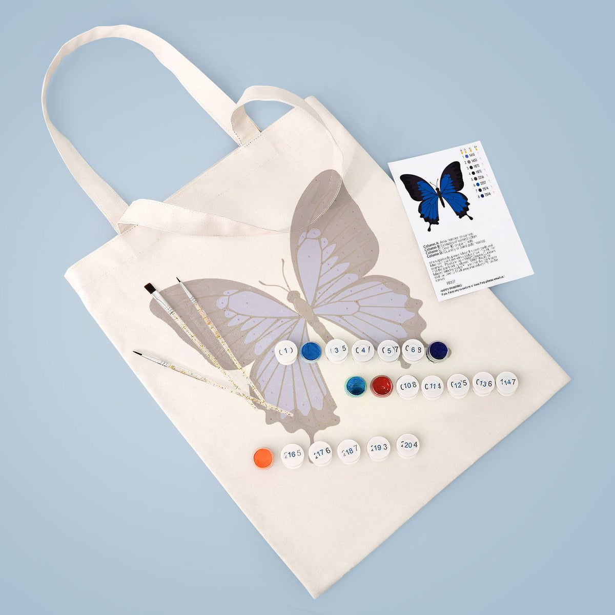 Electric Blue Swallowtail paint by numbers tote bag – image 6