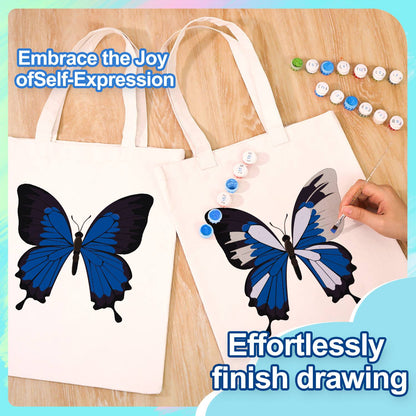 Electric Blue Swallowtail paint by numbers tote bag – image 8