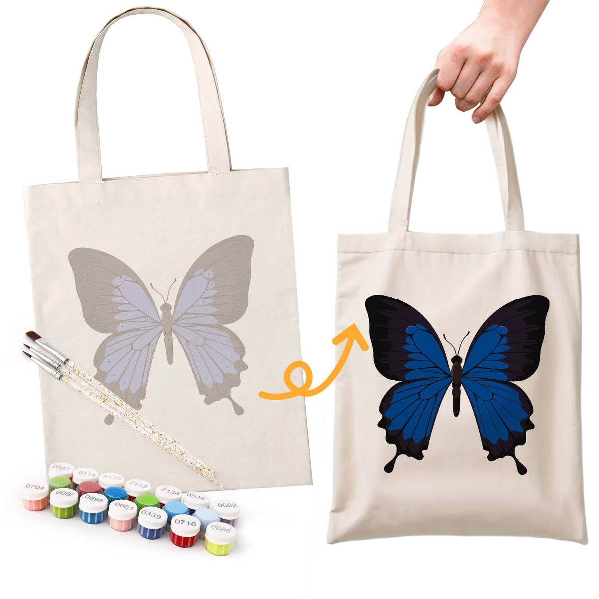 Electric Blue Swallowtail paint by numbers tote bag – image 16