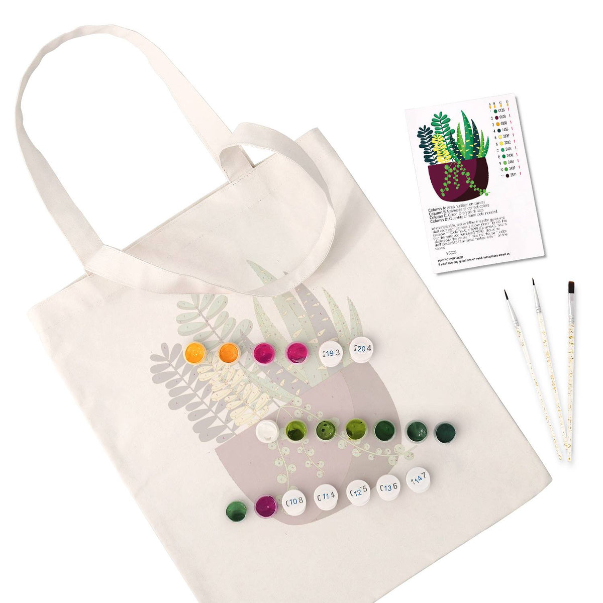 Succulent Garden in a Plum Pot paint by numbers tote bag – image 2