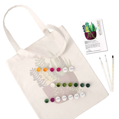 Succulent Garden in a Plum Pot paint by numbers tote bag – image 2