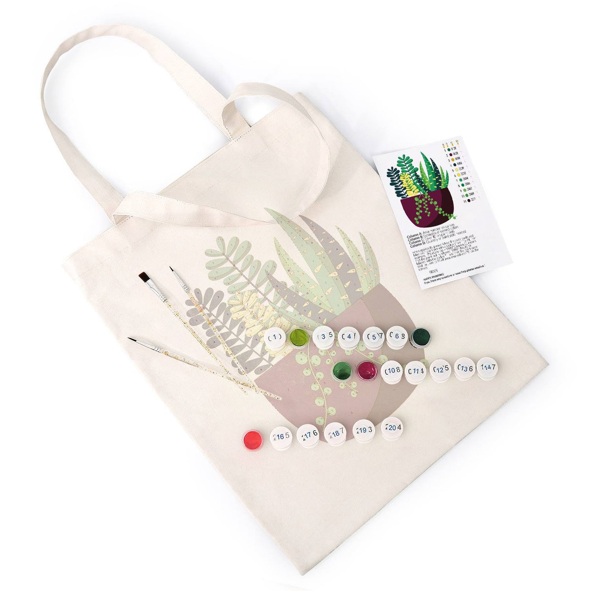 Succulent Garden in a Plum Pot paint by numbers tote bag – image 5
