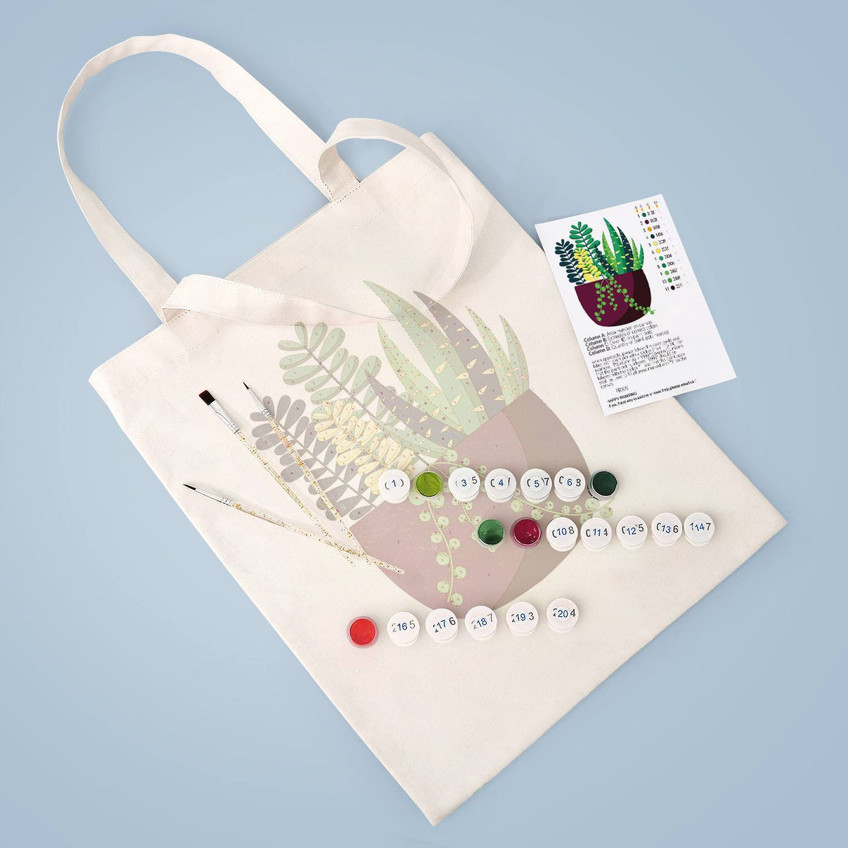 Succulent Garden in a Plum Pot paint by numbers tote bag – image 6