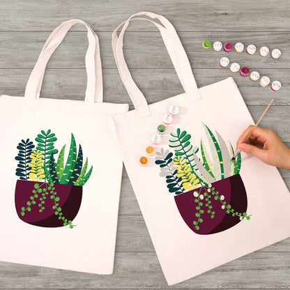 Succulent Garden in a Plum Pot paint by numbers tote bag – image 7